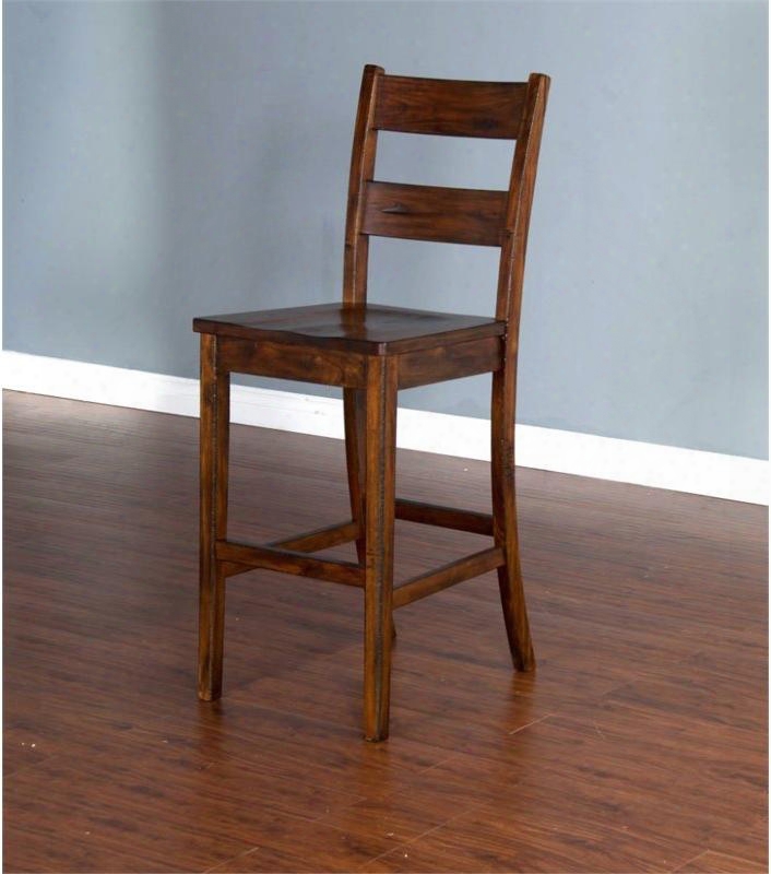 Tuscany Collection 1508vm-30 47" Ladderback Barstool With Wooden Seat Stretchers And Tapered Legs In Vintage Mocha