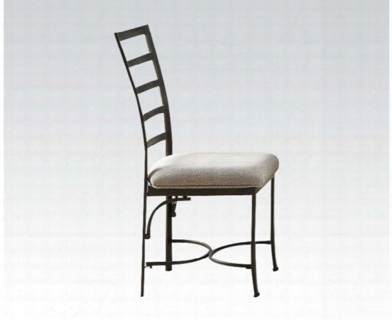 Val Collection  70097 19" Set Of 2 Side Chairs With Fabric Seat Cushion And Iron Tube Frame In Antique Bronze