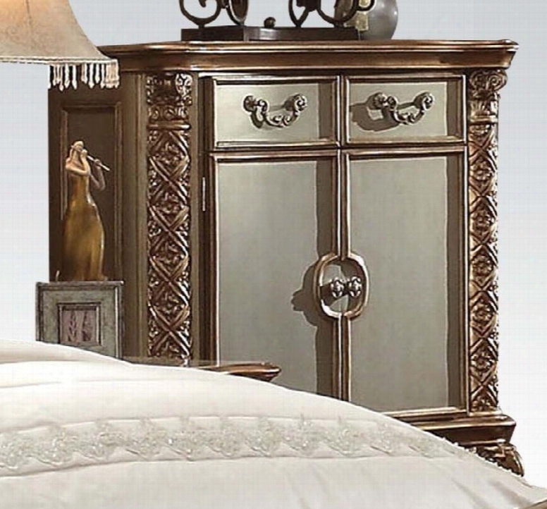 Vendome Collection 23006 43" Chest With 2 Doors 3 Drawers Shelf Inside Metal Hardware Poplar And Aspen Wood Construction In Gold Patina