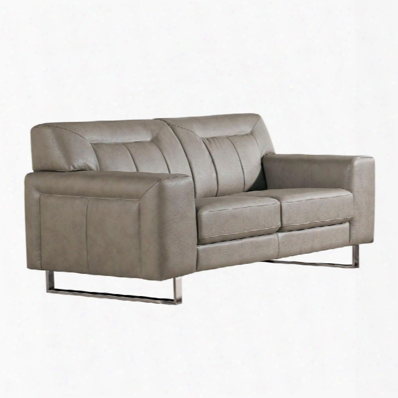 Vera Veraloss 68" Loveseat With Metal Legs Chrome Accents Attached Seat/back Cushions And Leatherette Upholstery In Sandstone