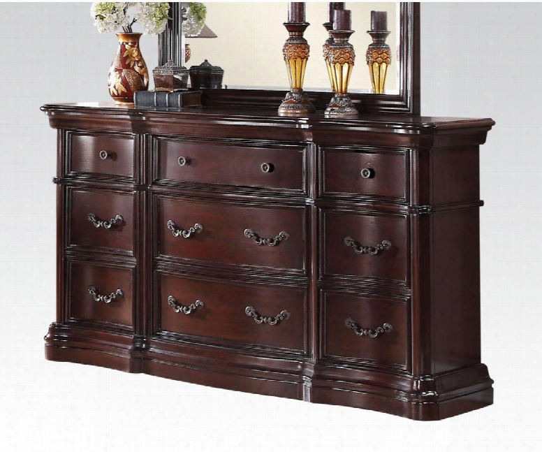 Veradisia Collection 20636mr 68" Dresser With 9 Drawers Marble Top Felt Lined Top Drawers Side Metal Ball Bearing Glides Rubbrewood And Beentwood