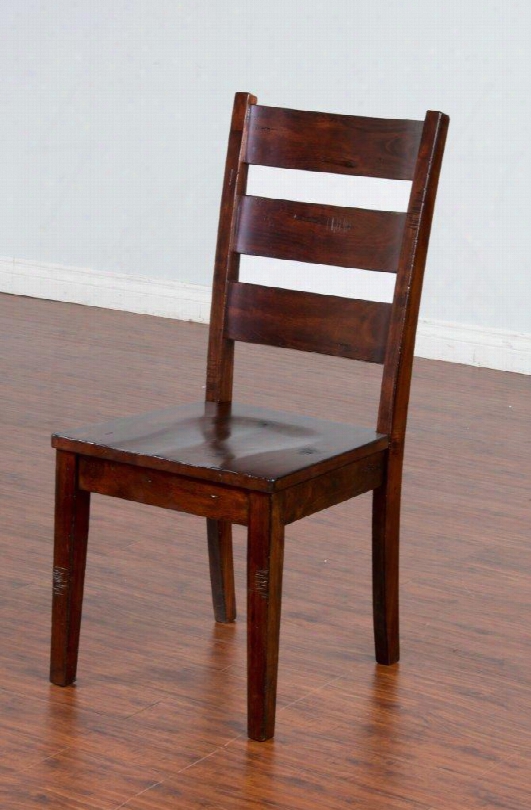 Vineyard Collection 1508rm 40" Ladderback Chair With Wood Seat Tapered Legs And Apron In Rustic Mahogany