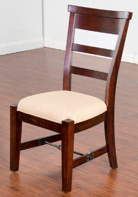 Vineyard Collection 1604rm-2 40" Side Chair With Cu Shioned Seat Ladder Back And Turnbuckle Accent In Rustic Mahogany