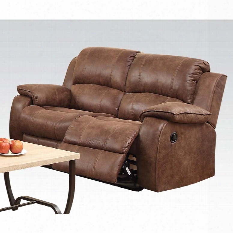 Zanthe Iic Ollection 5141 62" Reclining Loveseat With Wood And Metal Frame Tight Cushions Pillow Top Arms And Suede Upholstery In Two Tone Brown