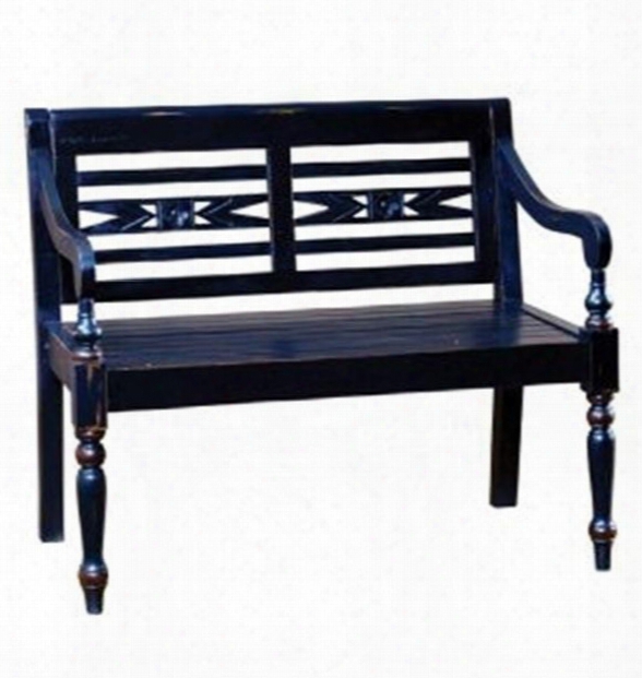 10217 Mary Tudor Garden Loveseat With Turned Legs And Slat Back Design In Black Distressed And Aged Honey