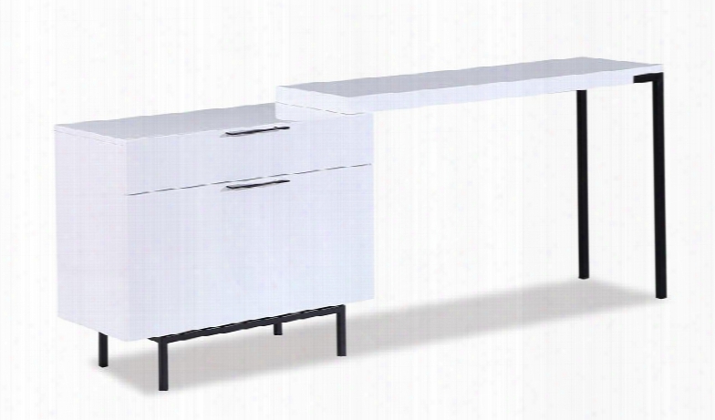 18074 47.2"l Wanda Modern Office Desk With Deep Reversible Drawer With Soft Closing Tracks And Adjustable Length In White