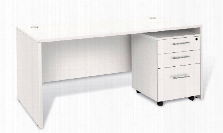 1c100025mpwh White Executive Desk With 3 Drawer Mobile