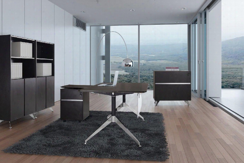 1c300006ces Espresso Executive L Shaped Desk With File Cabinet Mobile Pedestal And