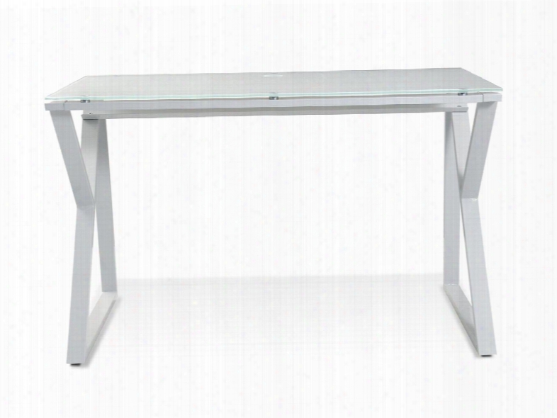200 Collection 223-wh 47" Computer Desk With Pure White Glass Top Levelers Medium-density Fiberboard (mdf) And Steel Construction In White
