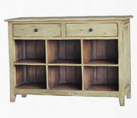 22265 Aries Americana Storage Sideboard With 2 Drawers Open Compartments Crackle Distressed Detailing And Antique Oak In Terior In Italian Cream