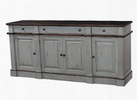 23751 Roosevelt Sideboard With 4 Doors 3 Drawers Molding Detail And Antique Oak Distressed Top And Trim In Charcoal