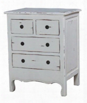 23794 Provence Paris Nightstand With 4 Drawers And Carved Apron In White Distressed