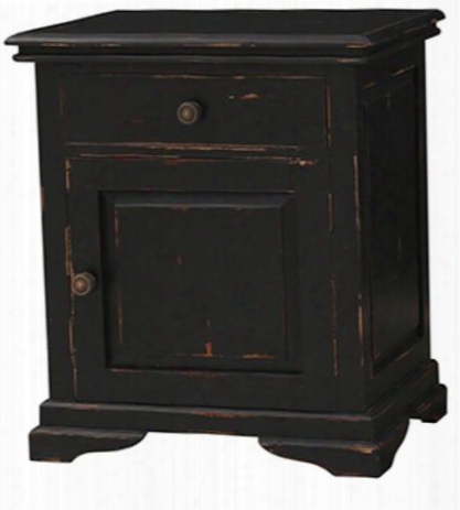 23934 Homestead Nightstand With 1 Drawer 1 Door Bracket Feet And Decorative Metal Hardware In Black Distressed