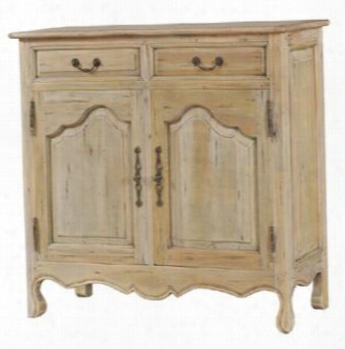 24017 Provence 43" Narrow Sideboard With 2 Draawers 2 Doors Cabriole Legs And Decorative Metal Hardware In Drift Wood