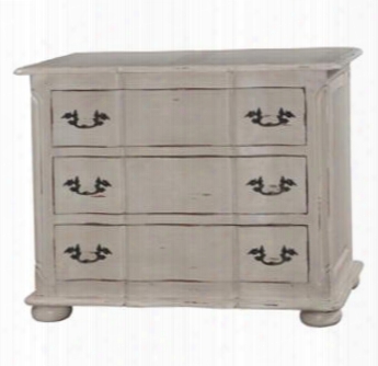 24039 Provence Bombe Dresser With 3 Drawers Bun Feet And Molding Detail In Antique Cream