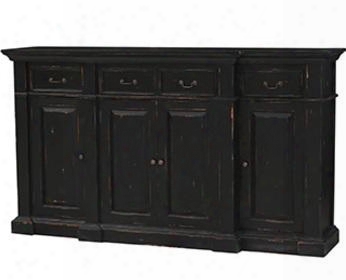 24113 Roosevelt Genoa Sideboard With 4 Doors Drawers Decorative Metal Hardware An D Molding Detail In Black Distressed