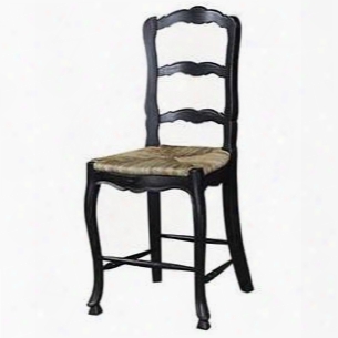 24725 Provence Provincial Counter Stool With Cabriole Legs Carved Apron Stretchers And Chshion Place In Black Distressed