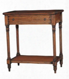 25196 Mary Tudor Edwardian Console Table With 1 Drawer French Distressed Details Bottom Shelf And Turned Legs In Black Distresed