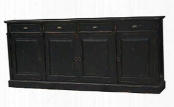 25449 Homestead Hudson Sideboard Buffet With 4 Doors 4 Drawers And Decorative Metal Hardware In Black Distressed