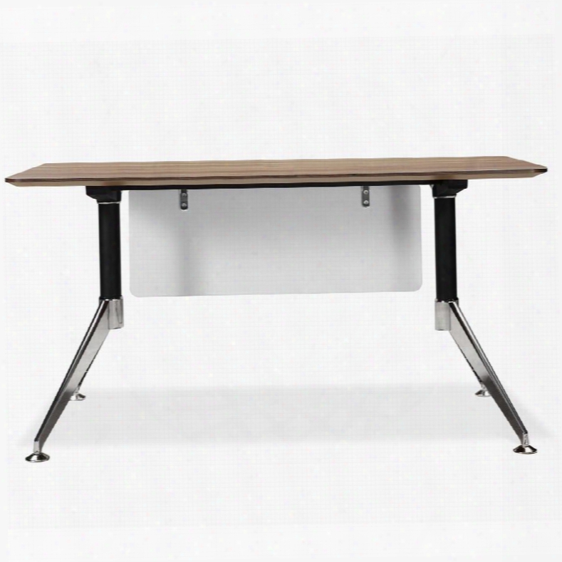 300 Collection 300-wal 55" Computer Desk With Adjustable Height Wire Management Non Scratch Surface Steel Base And High Pressure Melamine Material In Walnut