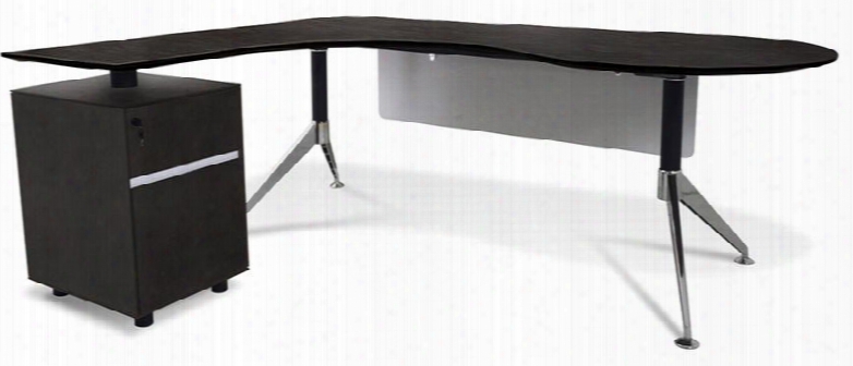 300 Collection 382-esp 79" Executive Teardrop Desk With Left Return Pedestal Adjustable Height Central Lock Chrome Steel Base And High Pressure Melamine