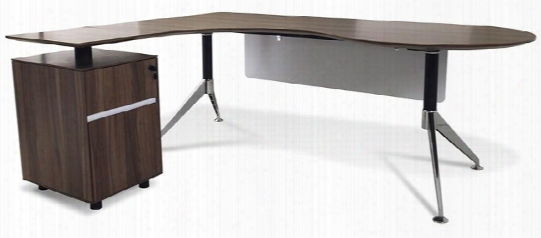 300 Collection 382-wal 79" Executive Teardrop Desk With Left Return Pedestal Adjustable Height Central Lock Chrome Steel Base And High Pressure Melamine