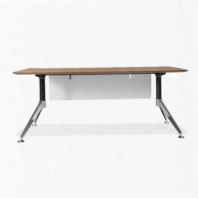 302 Coll Ection 302-wal 71" Computer Desk With Adjustable Height Wire Management Non Scratch Surface Steel Base And High Pressure Melamine Material In Walnut