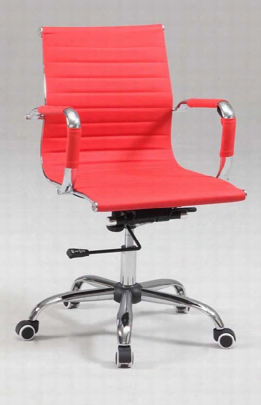 4918-cch-red Red Pu/chrome Upholstered Back Adjustable Office