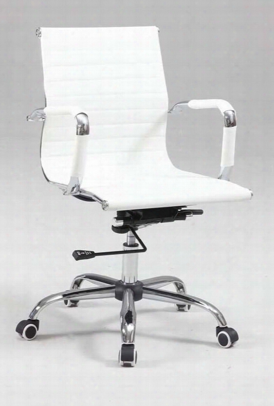 4918-cch-wht White Pu/chrome Upholstered Back Adjustable Office