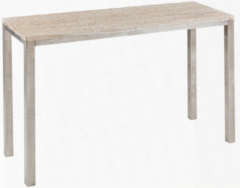 6152 Dade Console Table In Silver Metal Finish With Natural Rustic Wood
