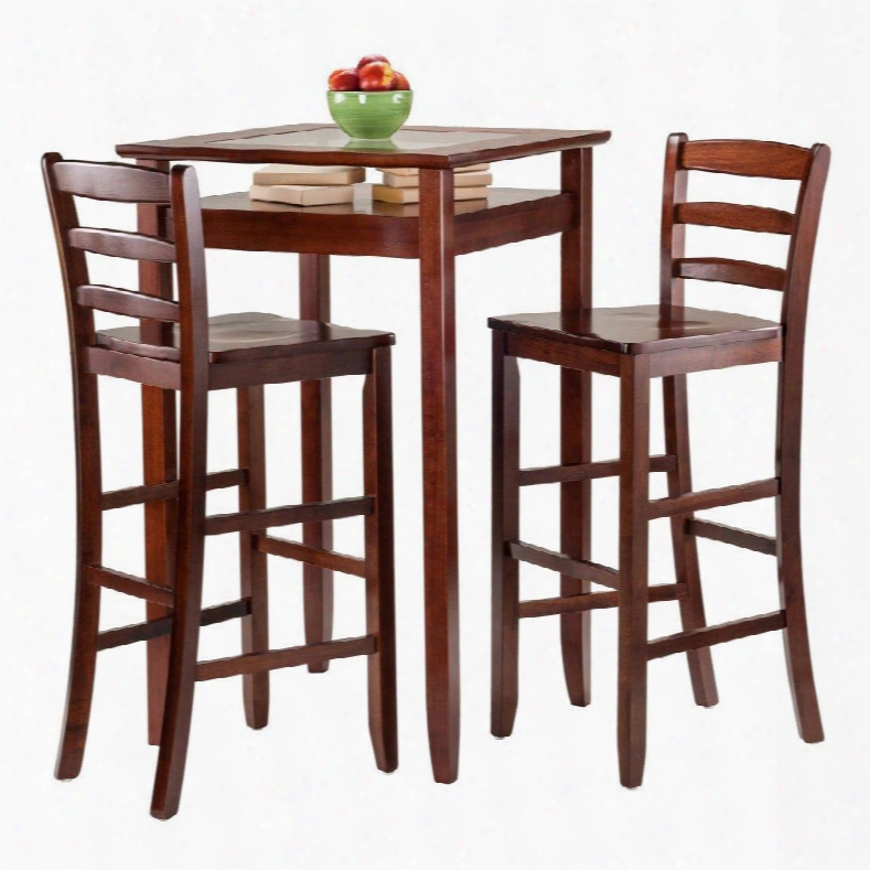 94386 Halo 3pc Pub Table Set With 2 Ladder Back Stools In
