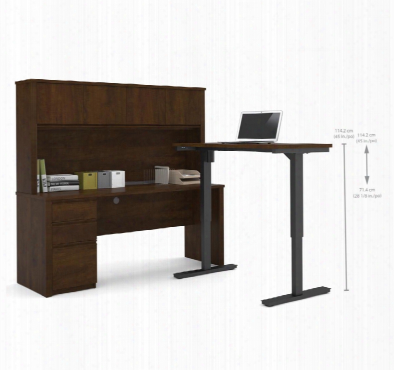 99886-69 Prestige + L-desk With Hutch Including Electric Height Adjustable Table In