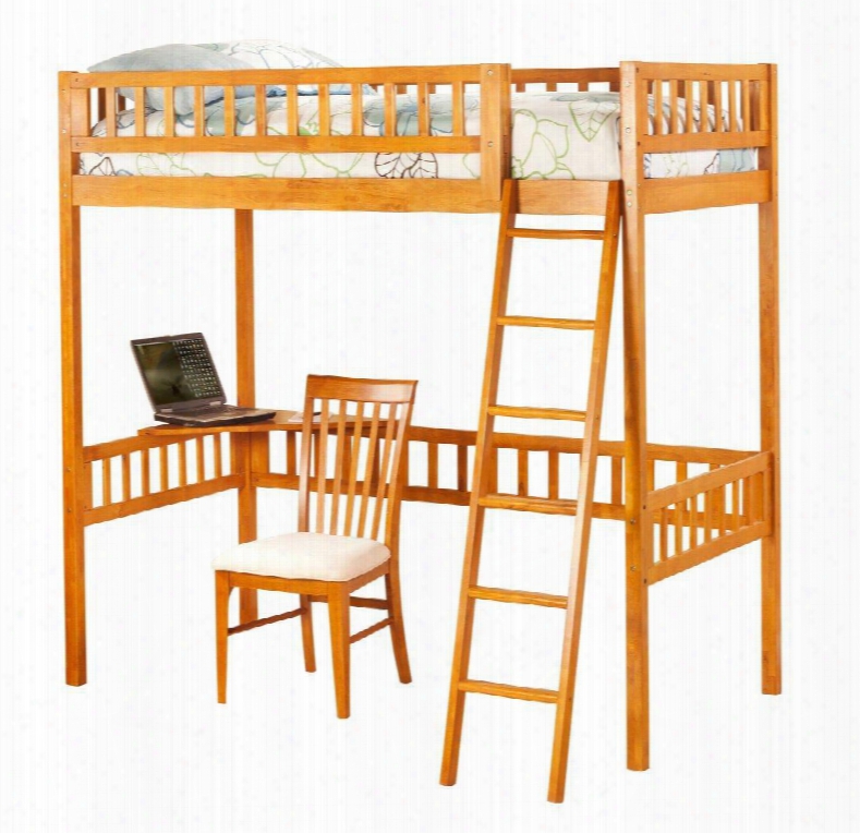 Ab62007 77.5" Mission Tall Loft With Workstation In Caramel