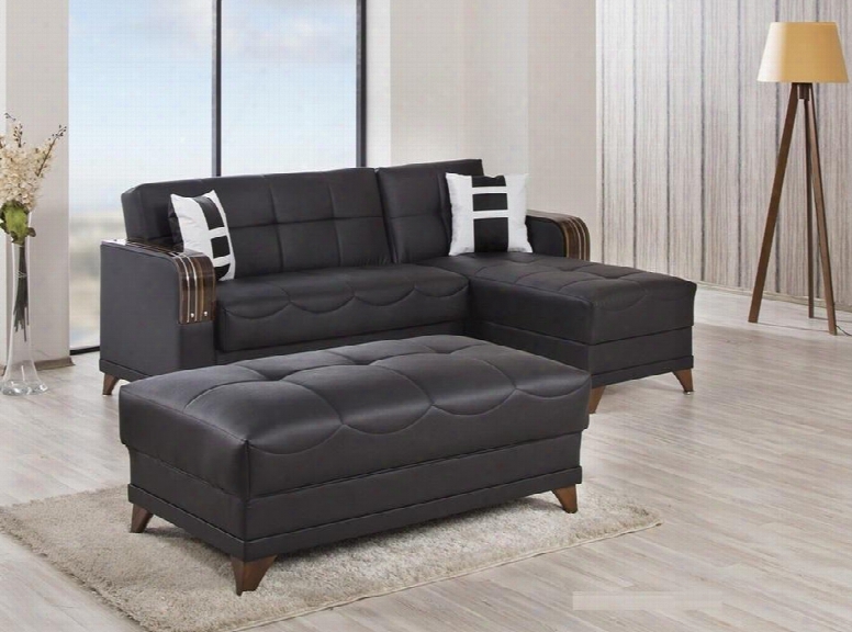 Almsecottzbnl Almira Sectional Sleeper Sofa And Ottoman With Matching Pillows Tufted Detailing Tapered Legs And Upholstered In Zen Brown