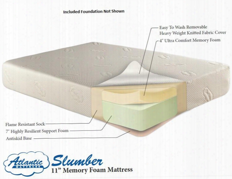 Am55125 11" Slumber Memory Foam Mattress And Woven Mattress Foundation King