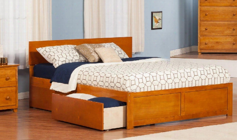 Ar8152117 Orlando King Flat Panel Foot Board W/ 2 Urban Bed Drawers Caramel