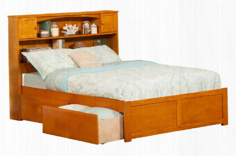 Ar8532117 Newport Full Flat Panel Foot Board W/ 2 Urban Bed Drawers Caramel