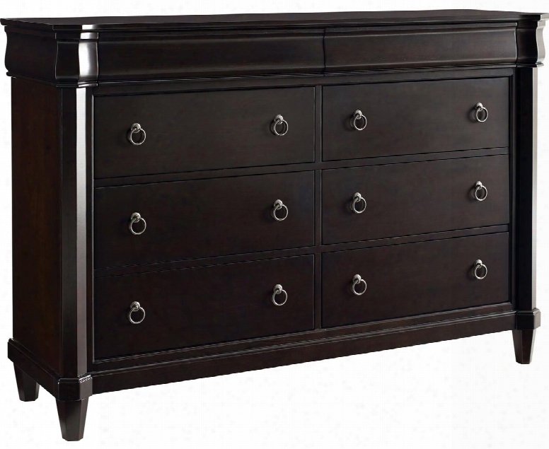 Aryell 4907-230 62" Wide 8-drawer Dresser With Shiny Ring Pulls Cedar Lined Bottom Drawers And Jewelry Tray In Cacao