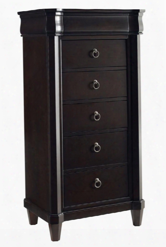 Aryell 4907-243 28" Wide 6-drawer Lingerie Chest With Ring Pull Hardware Atpered Legs And Cedar Lined Bottom Drawer In Cacao