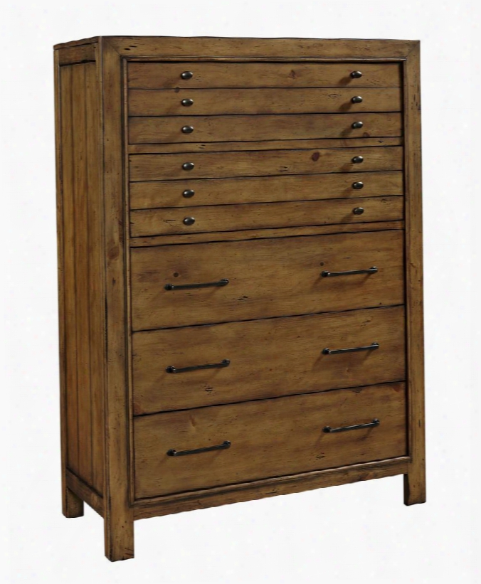 Bethany Square 4930-240 42&qot; Wide 6-drawer Chest With Jewelry Tray Cedar Lined Obttom Drawer And Distressed Details In Rustic Brown