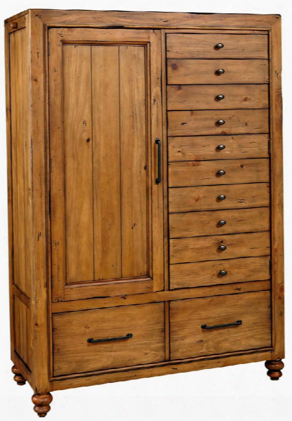 Bethany Square 4930-242 47.188" Wide 2-door Chest With 5 Drawers Cedar Lined Bottom Drawers Adjustable Shelves And Pull-out Hanging Rod In Rustic Brown