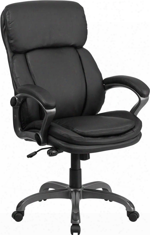 Bt-90272h-gg High Back Black Leather Executive Swivel Office Chair With Lumbar Support