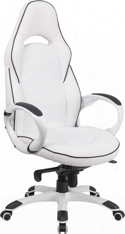 Ch-cx0496h01_gg High Back White Vinyl Executive Swivel Office Chair With Black