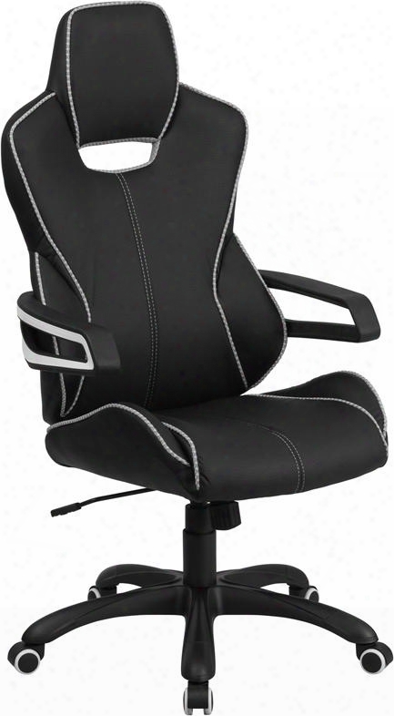 Ch-cx0699h01-gg High Back Black Vinyl Executive Swivel Office Chair With White