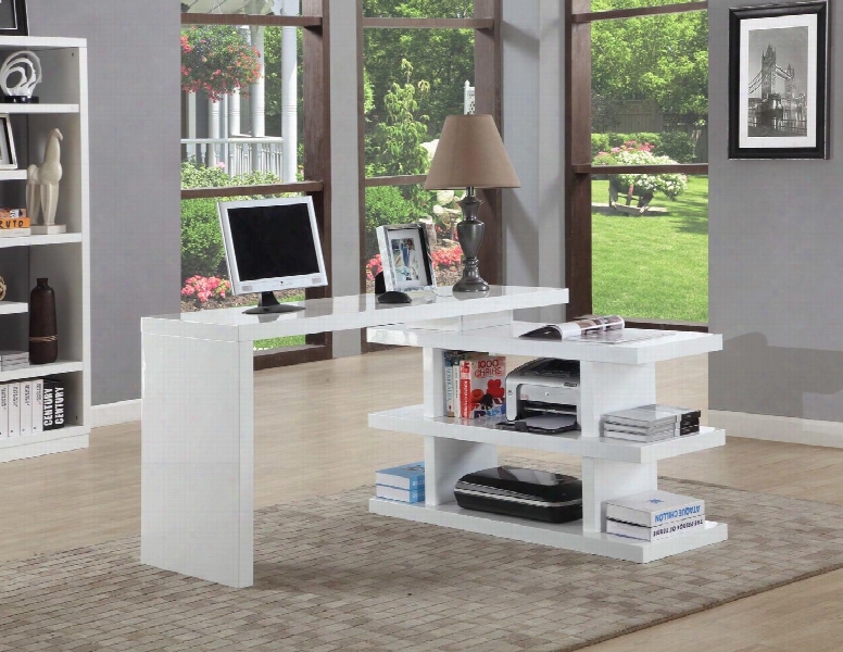 Chintaly 6915-dsk 53.15" Motion Home Office Desk In Gloss