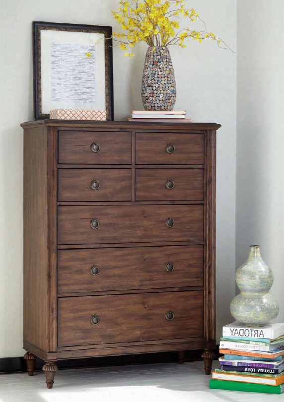 Cranford 4800-240 42" Wi De 7-drawer Chest With Cedar Lined Bottom Drawer Ring Pull Hardware And Turned Feet In