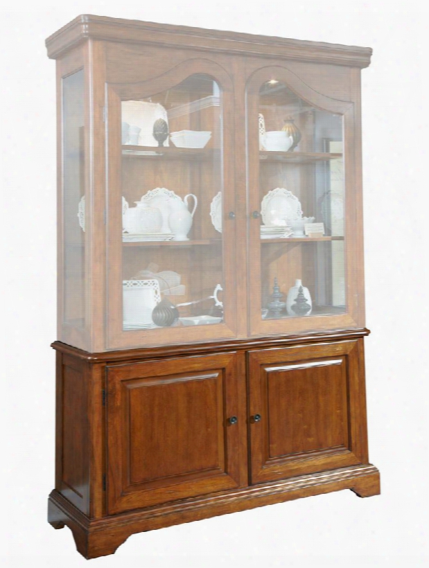 Creswell 4818-565 60.25" Wide China Base  With 2 Doors Adjustable Shelf Tray Drawer And Tble Leaf Storage Compartment In Disterssed Cherry