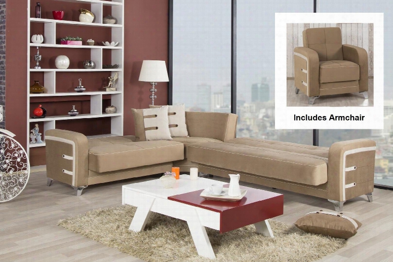 Decora Desecacgbn Sectional And Armchair With Matching Pillows Tapered Polished Metal Feet And Button Detailing In Golf
