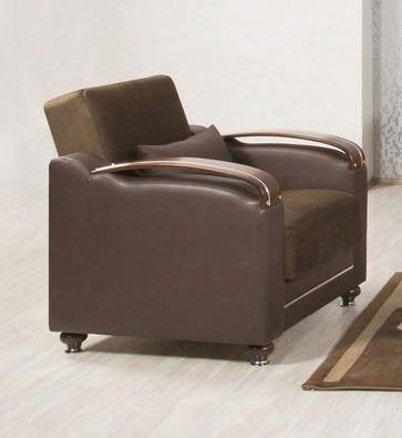 Divamax Diacsdc 36" Convertible Armchair With Storrage Under The Seat Bun Feet Curved Arms And Woodlike And Polished Metal Accents: Sarp Dark