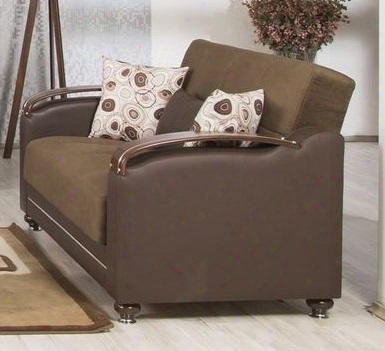 Divamax Dilssdc 61" Loveseat With Pillows Sttorage Under The Seats Bun Feet Curved Arms And Woodlike/polished Metal Accents: Sarp Dark